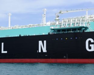MISC Bhd.'s liquefied natural gas (LNG) tanker Seri Angkasa is seen in Singapore, on Thursday, March 1, 2012. Singapore is Asia's largest oil-trading and storage center. Photographer: Munshi Ahmed/Bloomberg via Getty Images